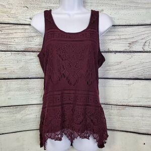 Maurices Women’s Burgundy Lace Tank Top Size S